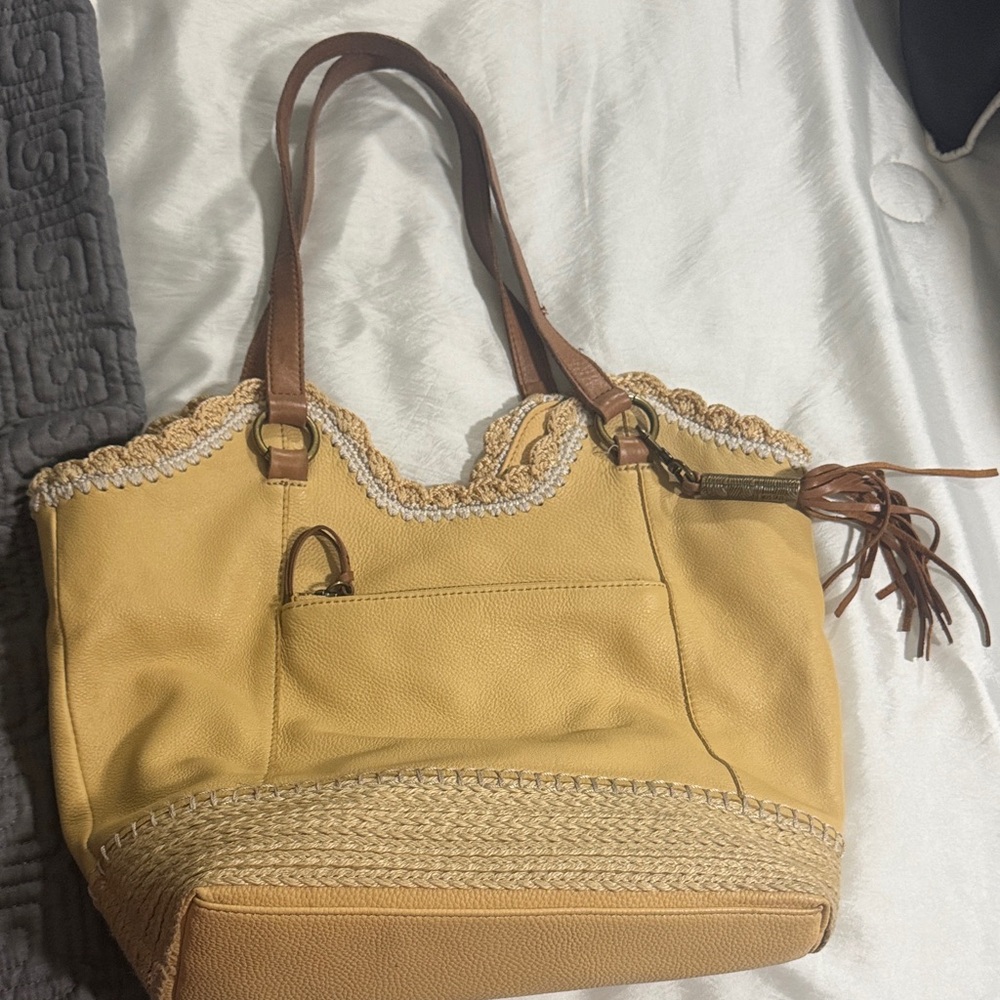 The Sak Yellow and Tan Tote Bag